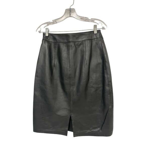 Cedars Womens Straight & Pencil Skirt Size 6 Black Leather Lined Vintage 80s - Picture 2 of 8